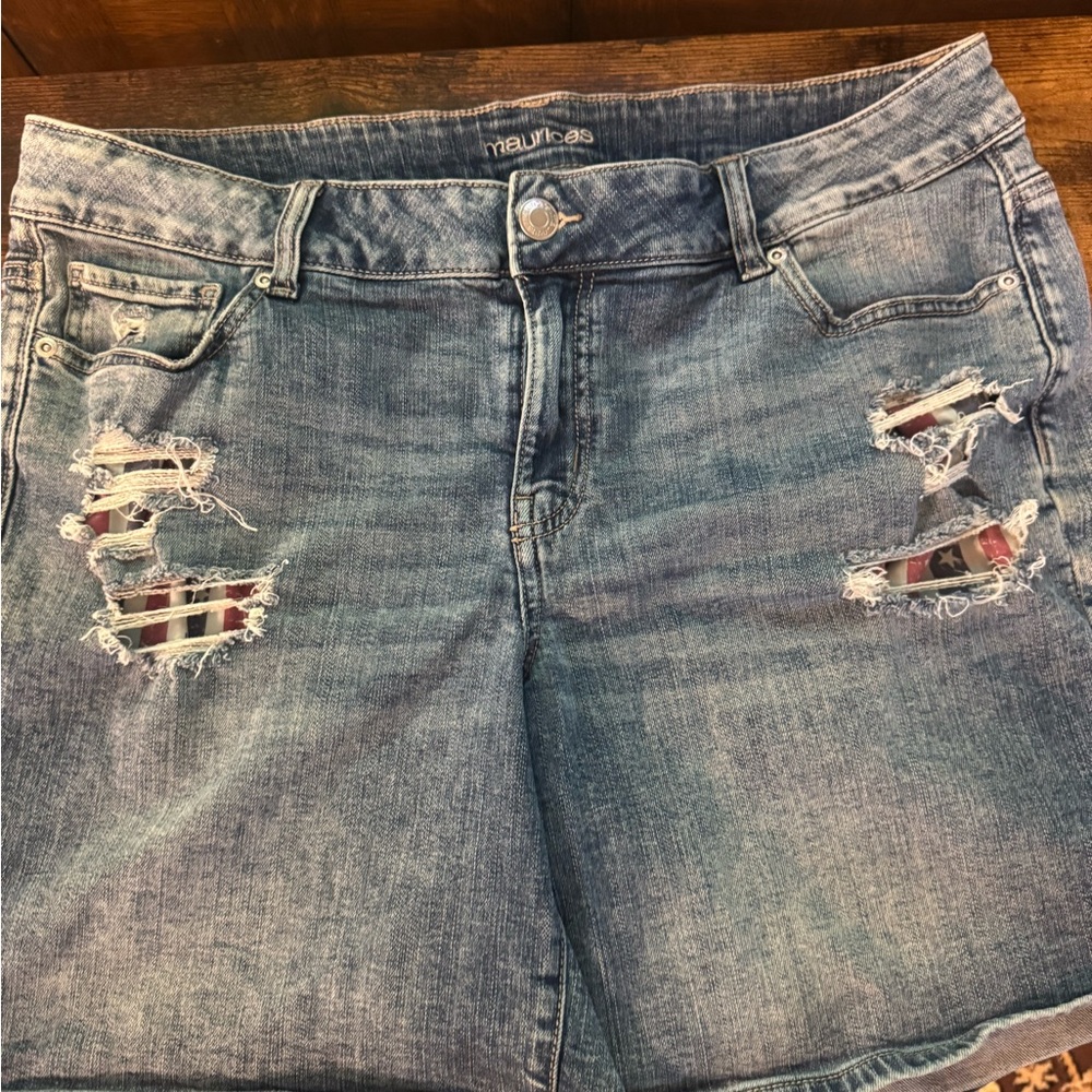 Maurices Blue Distressed Denim shorts 18W Closet PURGE!